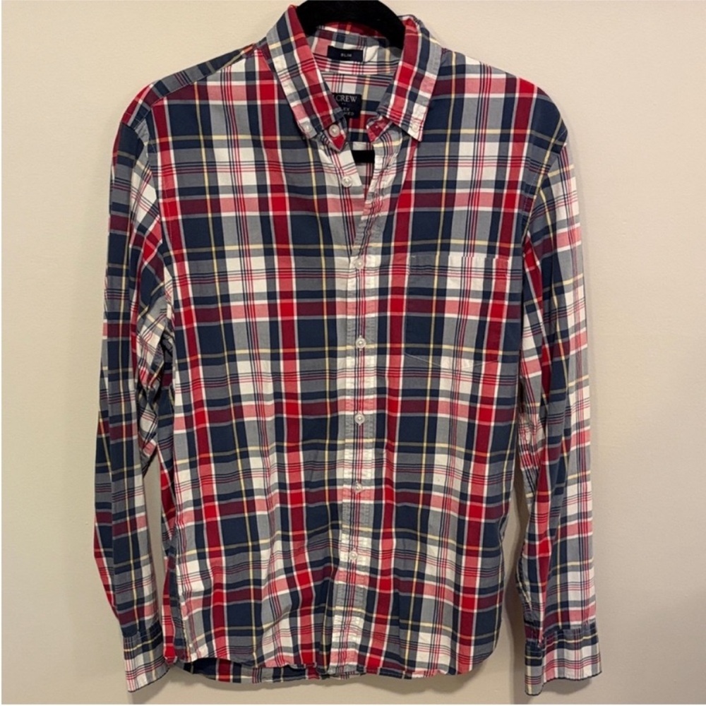 J. Crew Men’s Red and Blue Plaid Shirt
